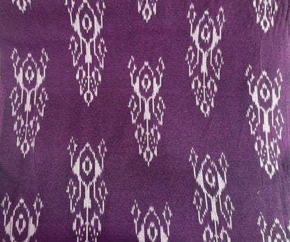 Purple & White Fine Quality Cotton Handloom Woven Ikat (Sku: IK-280)