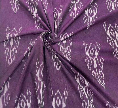Purple & White Fine Quality Cotton Handloom Woven Ikat (Sku: IK-280)