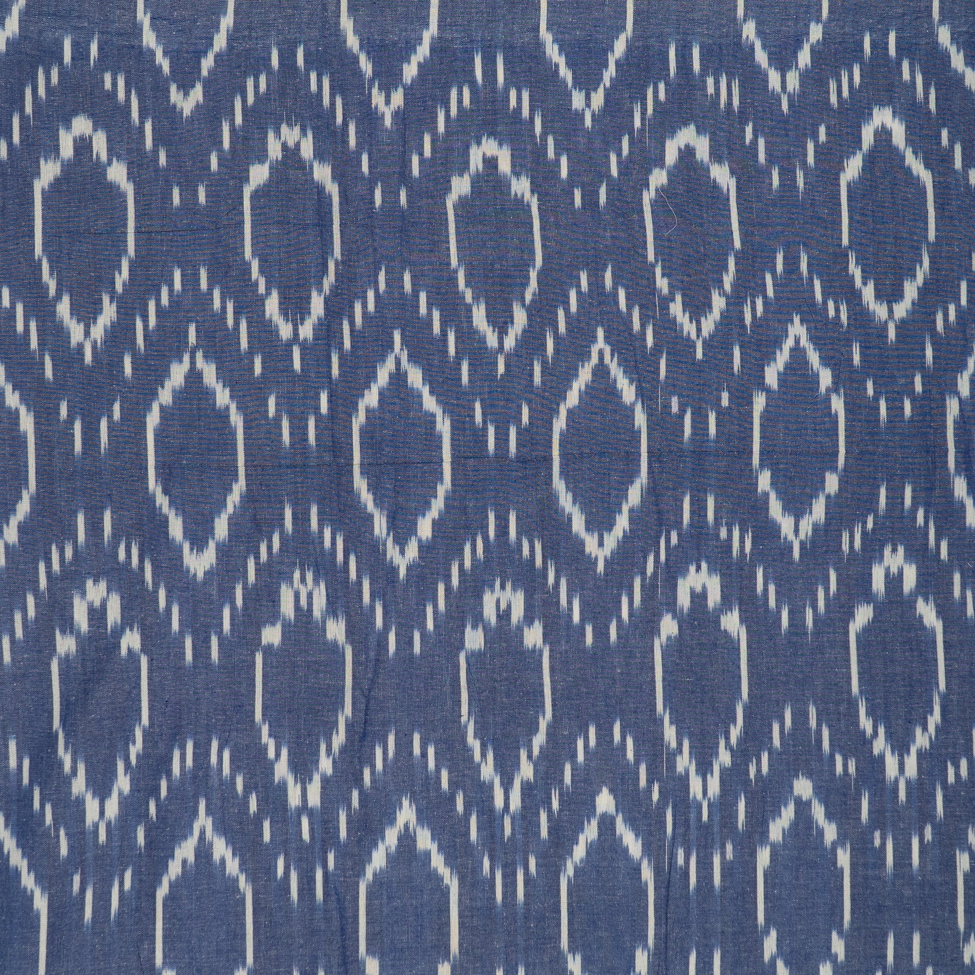 Blue & White Cotton Handloom Ikat (Sku- I-827)