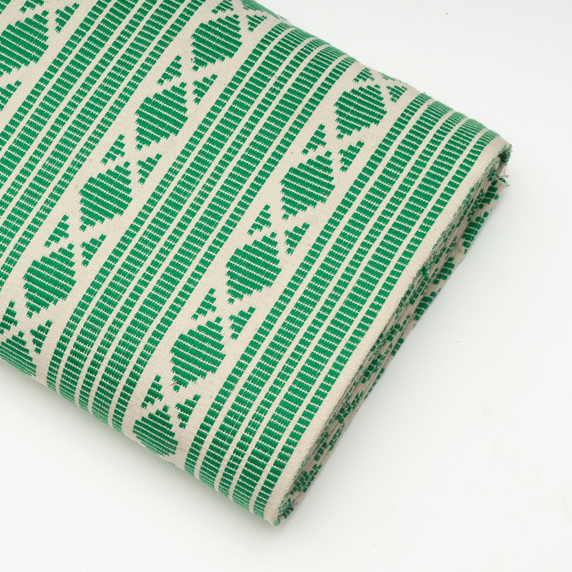 Green & White Cotton Jacquard (Sku: J-484)