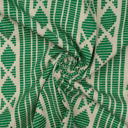 Green & White Cotton Jacquard | SKU: J-484