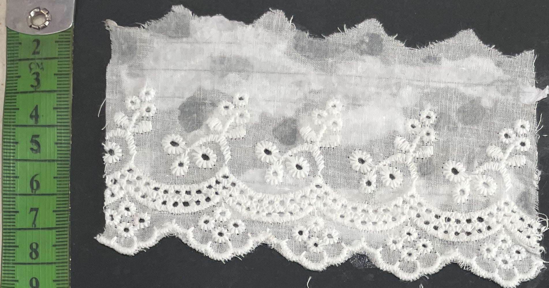 White Cotton Dyeable Schiffli Lace (Sku: S-1)